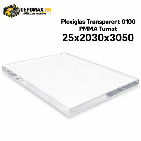 Plexiglas transparent 0100 PMMA turnat 25 x 2030 x 3050 mm